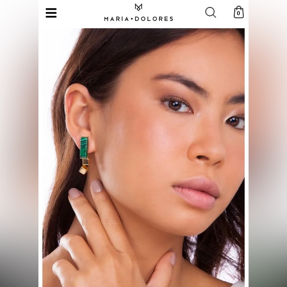 Brand new Maria dolores gold plated earrings real gem stone